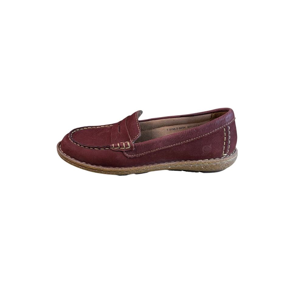 Born Nerina Red Leather Penny Loafers Size 7.5 Comfort Slip On Shoe